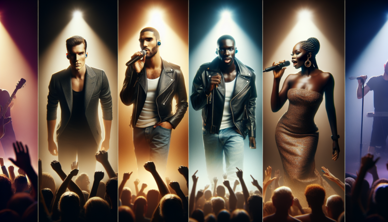 Chanteur S en concert: Stromae, Seal, Sade, chacun éclairé individuellement.