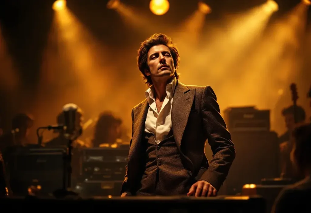 Portrait classique de Jacques Dutronc, illustrant sa réussite et sa fortune dans l'industrie musicale française